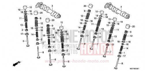ARBRE A CAMES/SOUPAPE (ARRIERE) VFR800XD de 2013